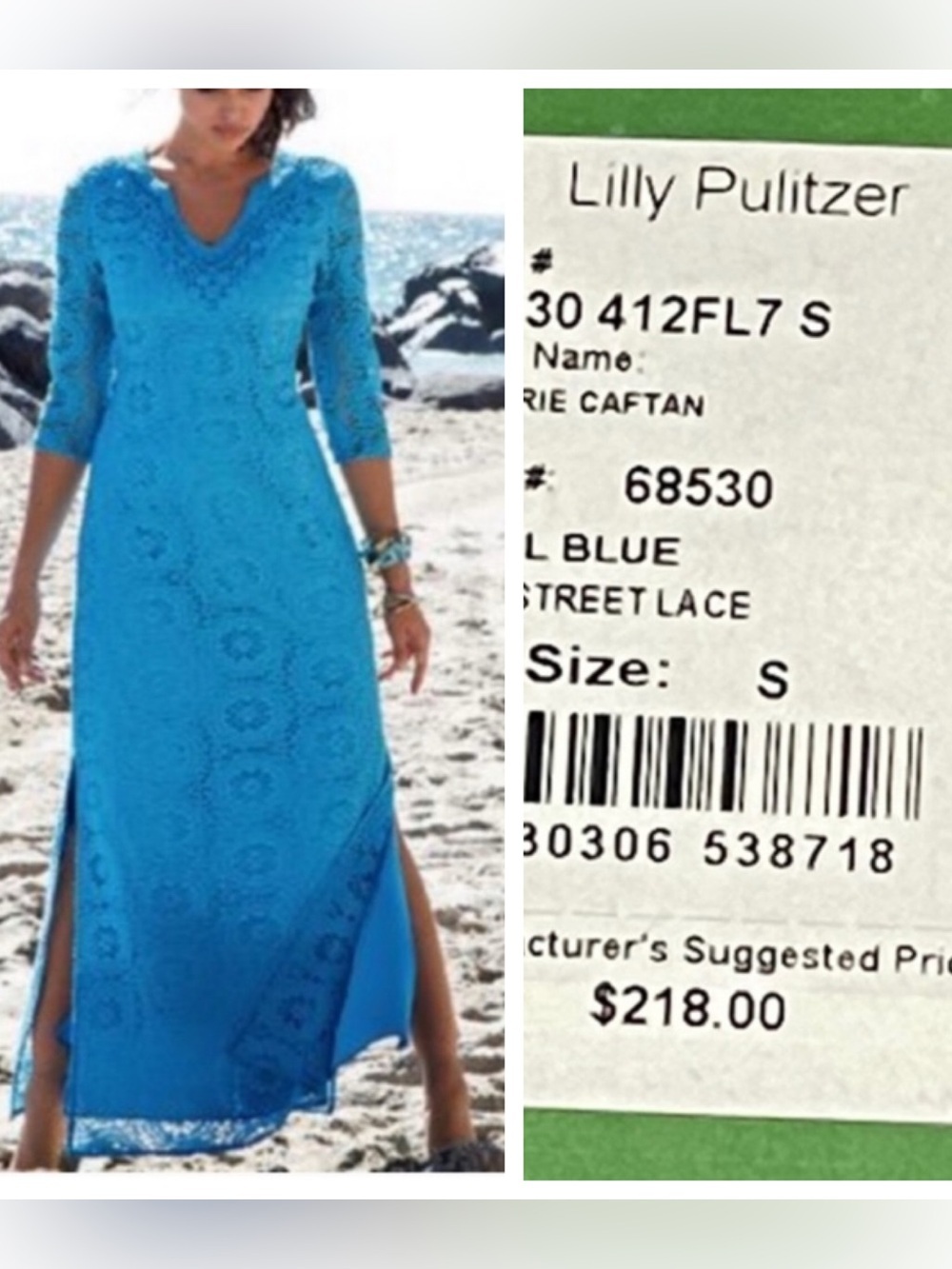 NWT! Lilly Pulitzer Sharrie Caftan, Ariel Blue